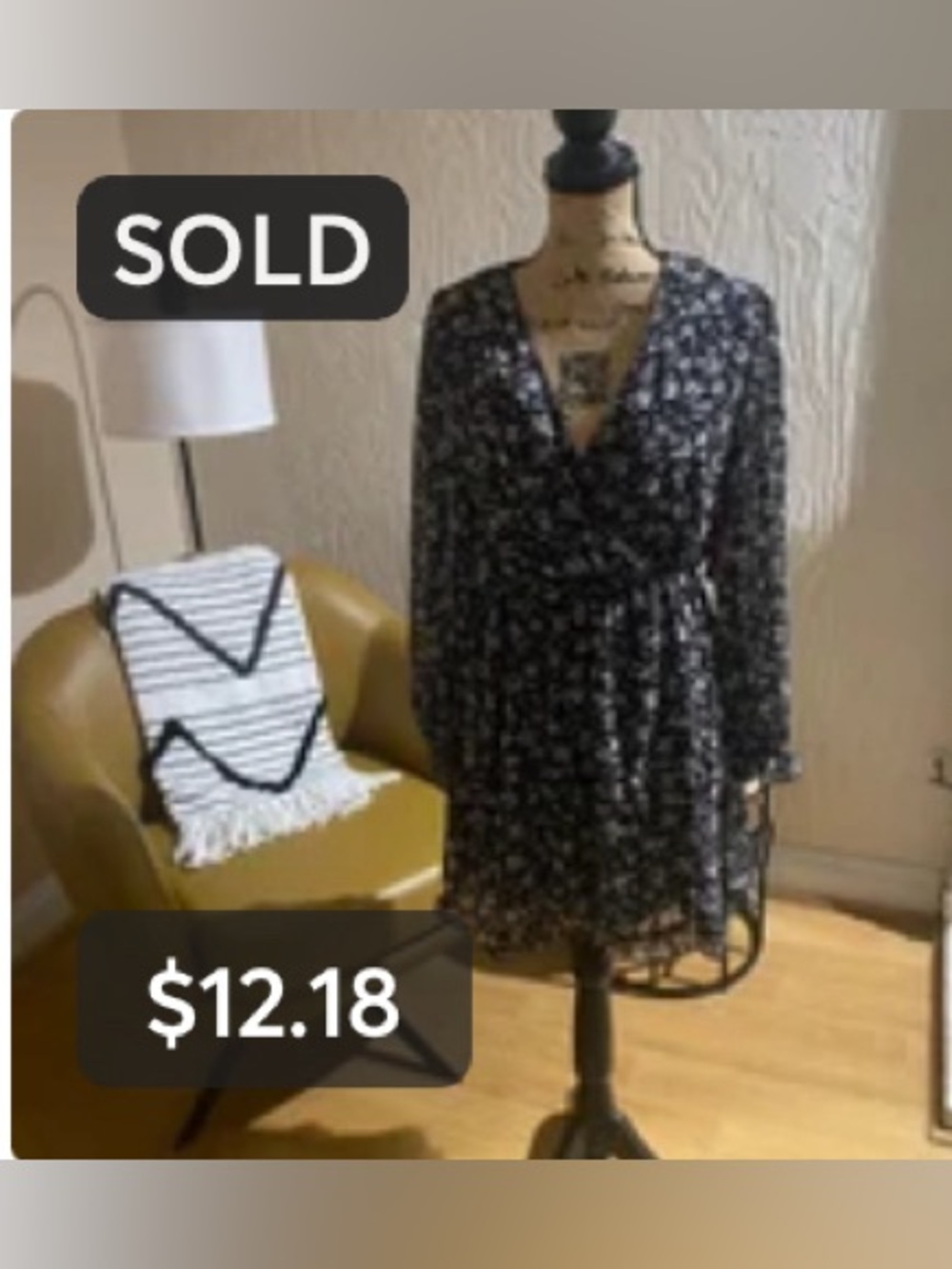 SOLD!! NWT black and white floral dress size M